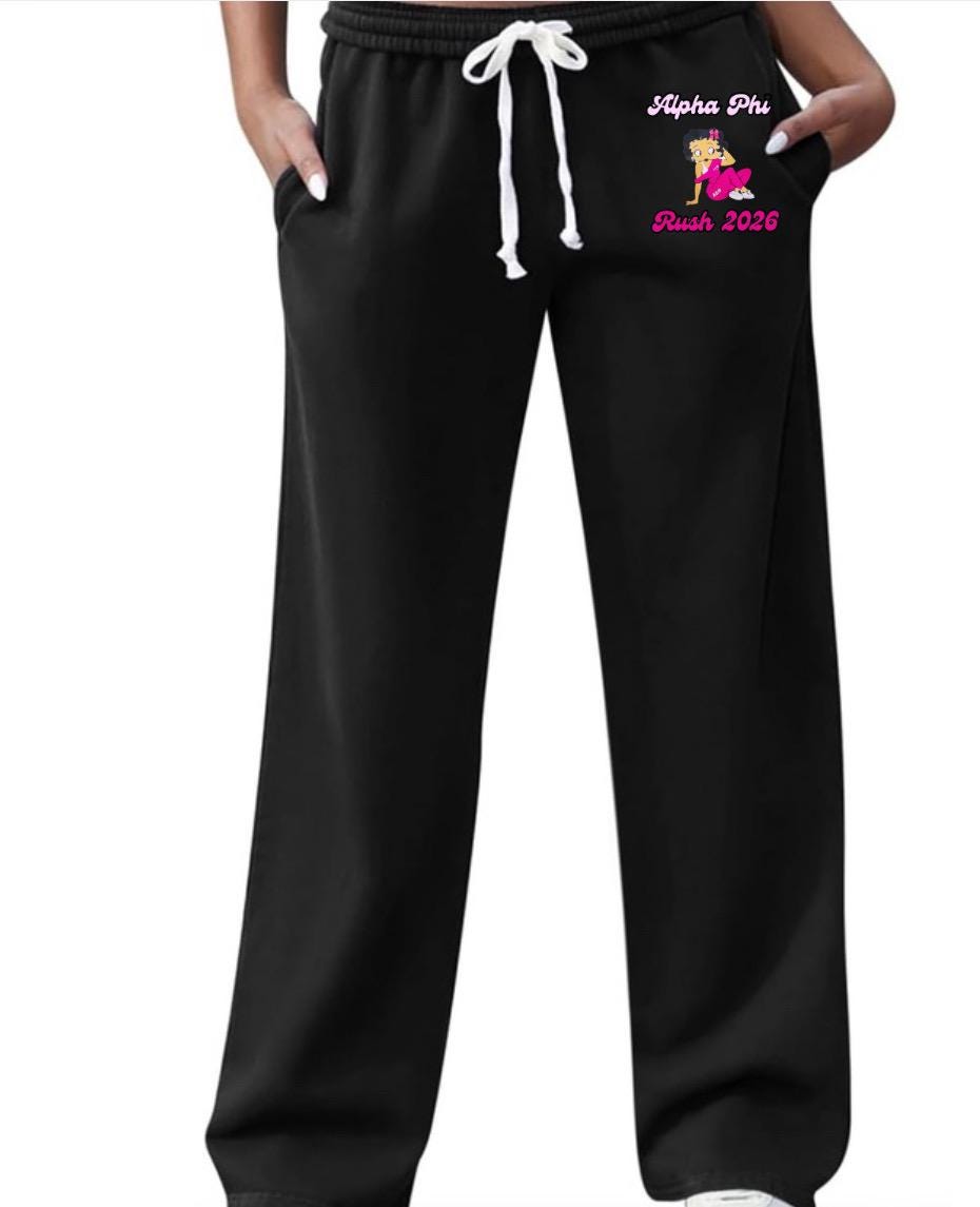 Custom College Sweatpants with Pockets – Wide Leg Fleece Pants with School Name or Logo Down Leg | Personalized Spirit Wear