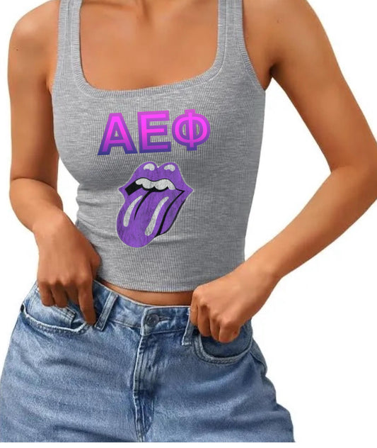 The Stones Image Custom Cropped Tank with college name, sorority name, sorority name with Stones logo (or any name chosen)