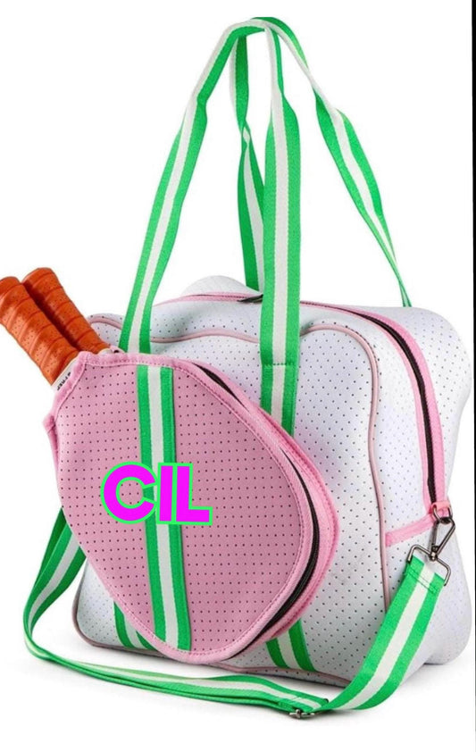Personalized Embroidered Pickleball water resistant neoprene tote and sling bag (perfect for sorority gift!)