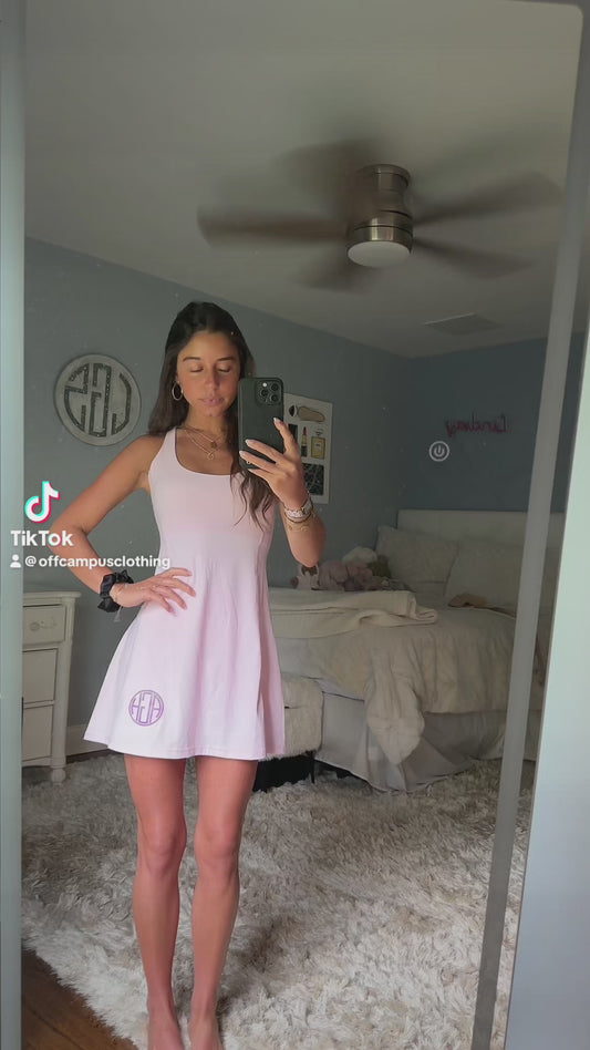 Pickleball MONOGRAM tank top style dress w/ built in bra